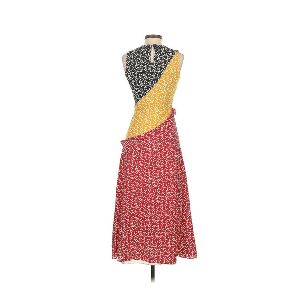 Saloni Agnes Knot Print Silk Crepe De Chine Dress Size 2 Multicolor Combo - Picture 5 of 8